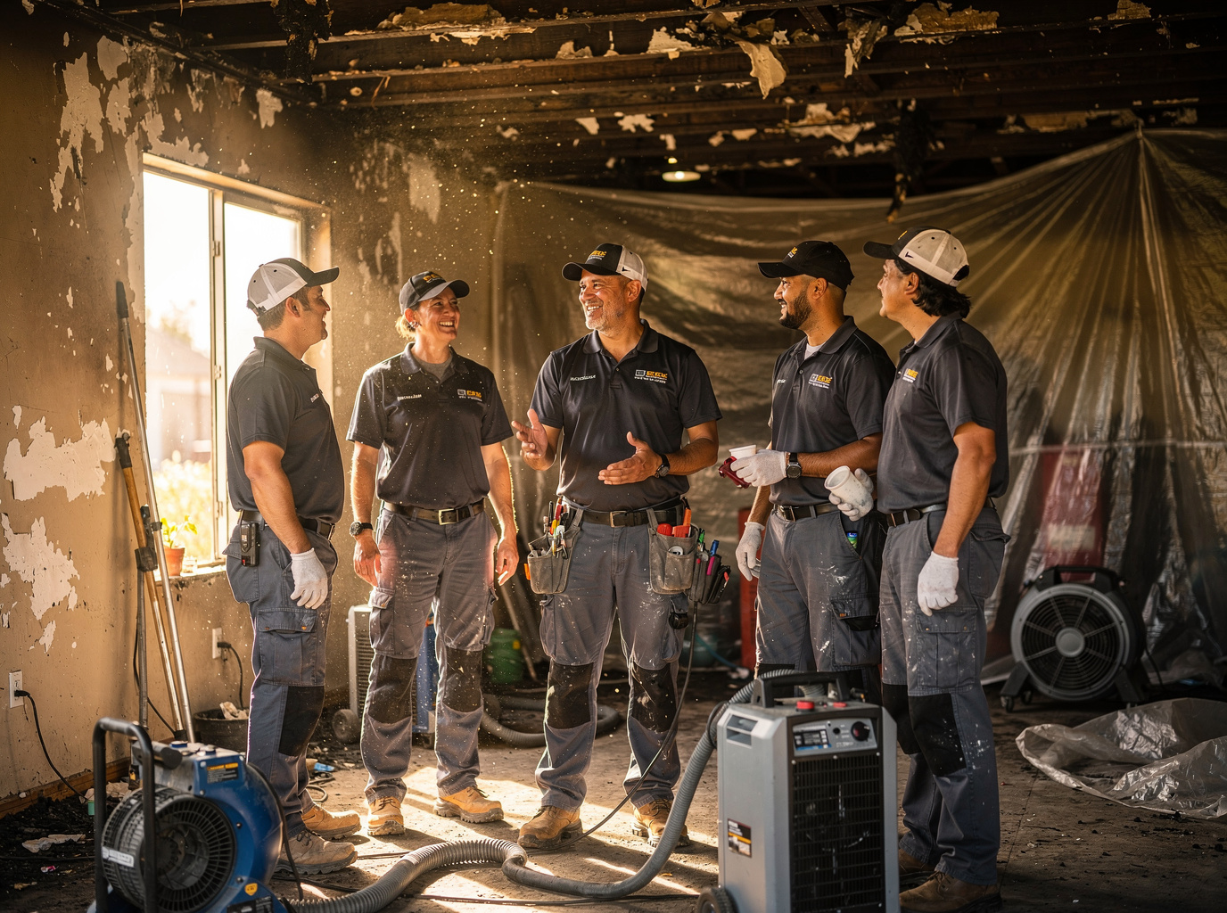 The Fire Damage Restoration Woodland Hills team at work in Woodland Hills